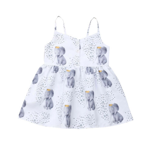 2019 Girls Baby summer clothing Dress Star Cute Elephant Print Dress